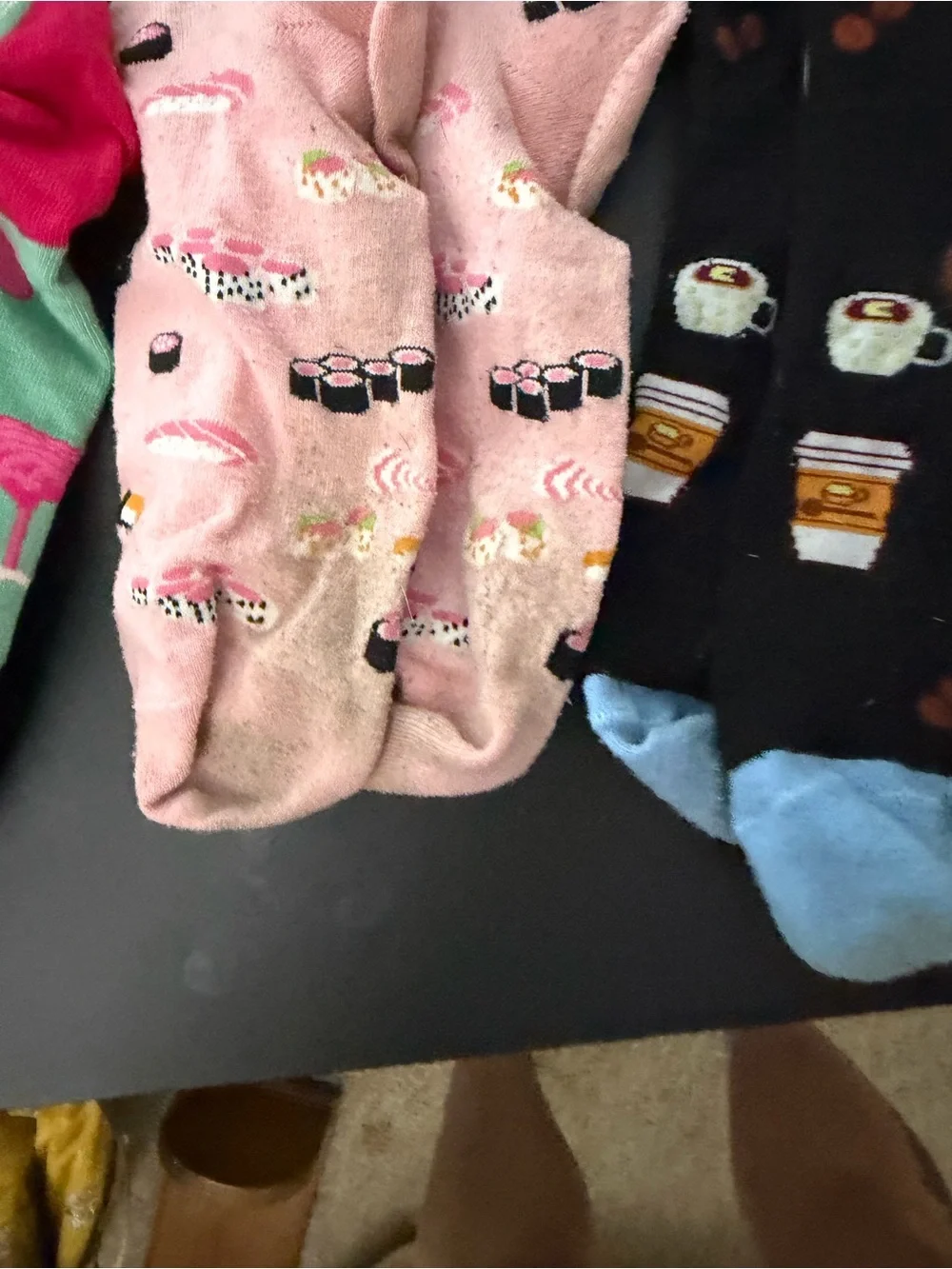 Novelty Socks Pack - Flamingo, Sushi & Coffee Designs